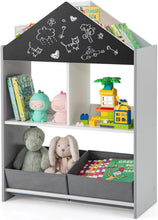Load image into Gallery viewer, Kids Storage Shelf, Toy Storage Organizer with Chalkboard/Whiteboard, 4 Top Compartments
