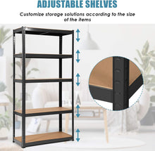 Load image into Gallery viewer, COSTWAY 5 Tier Garage Shelving Unit, Height Adjustable Boltless Storage Rack
