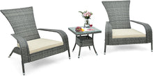 Load image into Gallery viewer, 3-Piece Oversized Wicker Adirondack Set with Comfy Seat Cushions
