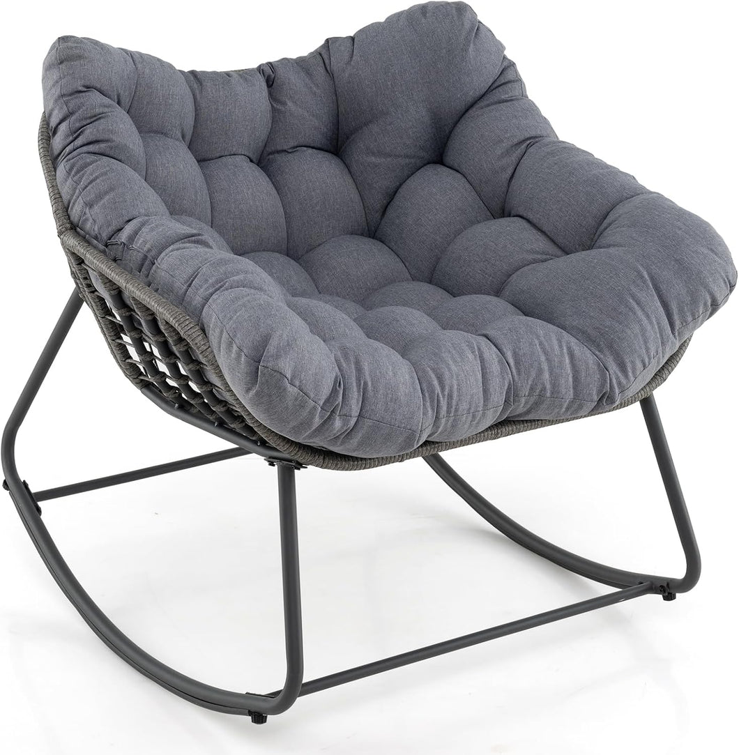 Outdoor Rocking Chair with Thick and Removable Cushion