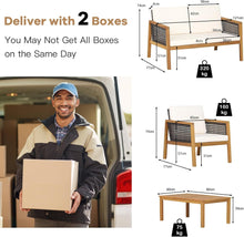 Load image into Gallery viewer, 4-Piece Patio Acacia Wood Furniture Set with Removable Cushions

