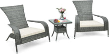 Load image into Gallery viewer, 3-Piece Oversized Wicker Adirondack Set with Comfy Seat Cushions
