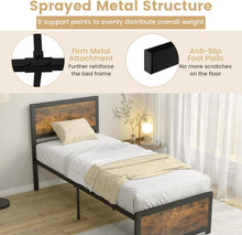 Load image into Gallery viewer, Single Metal Bed Frame, 3FT Steel Slat Support Bed with Headboard, Footboard and Underbed Storage Space
