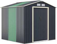 Load image into Gallery viewer, 7x4ft Metal Storage Shed and Extension Kit, Outdoor Lockable Tool Storage Box with 4 Vents, Double Sliding Door &amp; Sloped Roof, Weatherproof Garden Shed House Hut (Garden Shed+1 Extension Kit)
