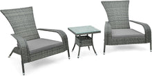Load image into Gallery viewer, 3-Piece Oversized Wicker Adirondack Set with Comfy Seat Cushions
