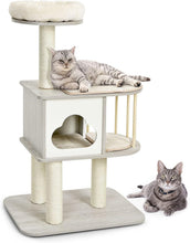 Load image into Gallery viewer, 4-Tier Wooden Cat Tree for Climbing Sleeping
