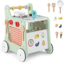Load image into Gallery viewer, 6-in-1 Wooden Baby Walker, Toddler Push Along Walker with Teaching Clock
