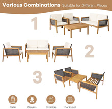 Load image into Gallery viewer, 4-Piece Patio Acacia Wood Furniture Set with Removable Cushions
