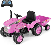 Load image into Gallery viewer, Kids Ride On Tractor and Trailer, 12V Battery Powered Toy Car with Remote Control

