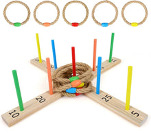 Load image into Gallery viewer, Ring Toss Game for Kids &amp; Adults, Wooden Quoits Games Set
