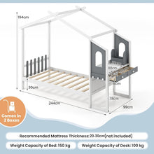 Load image into Gallery viewer, Toddler House Floor Bed with Study Desk
