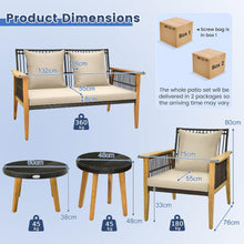 Load image into Gallery viewer, 5 Pieces Outdoor Conversation Set with Acacia Wood Frame and Cushions
