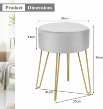 Load image into Gallery viewer, Round Velvet Stool with Hairpin Legs
