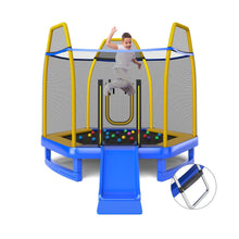 Load image into Gallery viewer, 7 Feet Hexagonal Trampoline with Slide and Safety Enclosure Net
