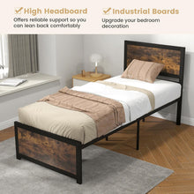 Load image into Gallery viewer, Single Metal Bed Frame, 3FT Steel Slat Support Bed with Headboard, Footboard and Underbed Storage Space
