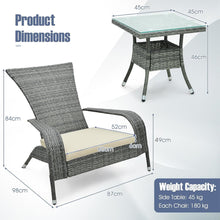 Load image into Gallery viewer, 3-Piece Oversized Wicker Adirondack Set with Comfy Seat Cushions
