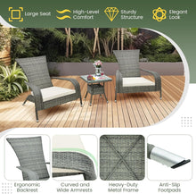 Load image into Gallery viewer, 3-Piece Oversized Wicker Adirondack Set with Comfy Seat Cushions
