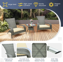 Load image into Gallery viewer, 3-Piece Oversized Wicker Adirondack Set with Comfy Seat Cushions
