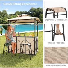 Load image into Gallery viewer, Grill Gazebo and 2 Bar Stools with Tempered Glass Bar Table for Patio Poolside Garden
