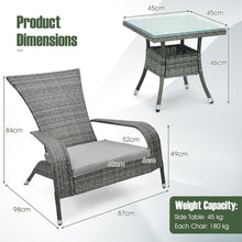 Load image into Gallery viewer, 3-Piece Oversized Wicker Adirondack Set with Comfy Seat Cushions
