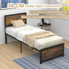 Load image into Gallery viewer, Single Metal Bed Frame, 3FT Steel Slat Support Bed with Headboard, Footboard and Underbed Storage Space
