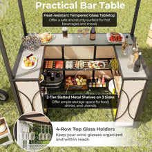 Load image into Gallery viewer, Grill Gazebo and 2 Bar Stools with Tempered Glass Bar Table for Patio Poolside Garden
