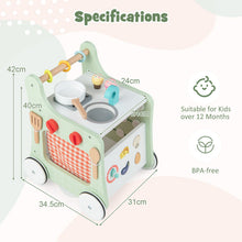 Load image into Gallery viewer, 6-in-1 Wooden Baby Stroller Push and Pull Learning Activity Center
