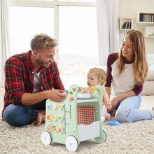Load image into Gallery viewer, 6-in-1 Wooden Baby Stroller Push and Pull Learning Activity Center
