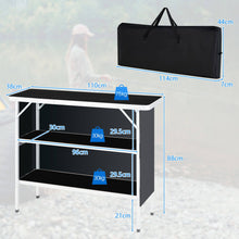 Load image into Gallery viewer, Aluminum Lightweight Folding Picnic Table with 2-Tier Shelves and Carrying Bag
