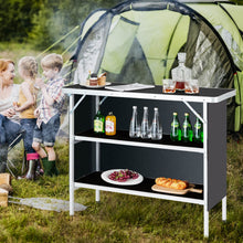 Load image into Gallery viewer, Aluminum Lightweight Folding Picnic Table with 2-Tier Shelves and Carrying Bag
