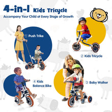 Load image into Gallery viewer, 4-in-1 Multifunctional Kids Training Balance Trike with Adjustable Push Handle
