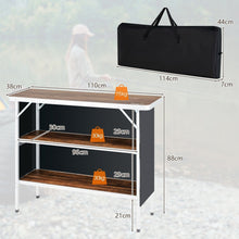 Load image into Gallery viewer, Aluminum Lightweight Folding Picnic Table with 2-Tier Shelves and Carrying Bag
