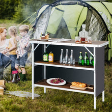Load image into Gallery viewer, Aluminum Lightweight Folding Picnic Table with 2-Tier Shelves and Carrying Bag
