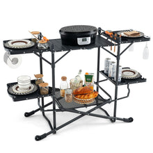 Load image into Gallery viewer, Folding Portable Cook Station with Heat-Resistant Aluminum Tabletop for Picnic BBQ Camping Travel
