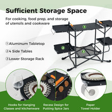 Load image into Gallery viewer, Folding Portable Cook Station with Heat-Resistant Aluminum Tabletop for Picnic BBQ Camping Travel
