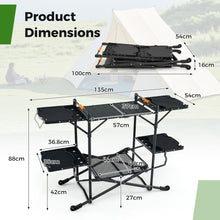 Load image into Gallery viewer, Folding Portable Cook Station with Heat-Resistant Aluminum Tabletop for Picnic BBQ Camping Travel
