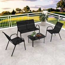 Load image into Gallery viewer, 4 Piece Garden Patio Bistro Furniture Set with Loveseat, Coffee Table and 2 Chairs
