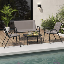 Load image into Gallery viewer, 4 Piece Garden Patio Bistro Furniture Set with Loveseat, Coffee Table and 2 Chairs

