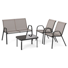 Load image into Gallery viewer, 4 Piece Garden Patio Bistro Furniture Set with Loveseat, Coffee Table and 2 Chairs
