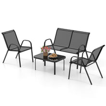 Load image into Gallery viewer, 4 Piece Garden Patio Bistro Furniture Set with Loveseat, Coffee Table and 2 Chairs
