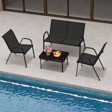 Load image into Gallery viewer, 4 Piece Garden Patio Bistro Furniture Set with Loveseat, Coffee Table and 2 Chairs
