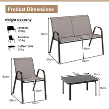 Load image into Gallery viewer, 4 Piece Garden Patio Bistro Furniture Set with Loveseat, Coffee Table and 2 Chairs
