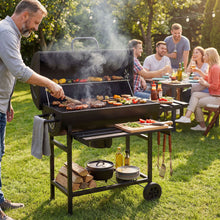 Load image into Gallery viewer, Charcoal BBQ Grill Outdoor Smoker Grill Combo with Thermometer
