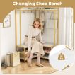 Load image into Gallery viewer, L-shaped Clothes Corner Garment Rack with Open Shelves and 7 Hooks
