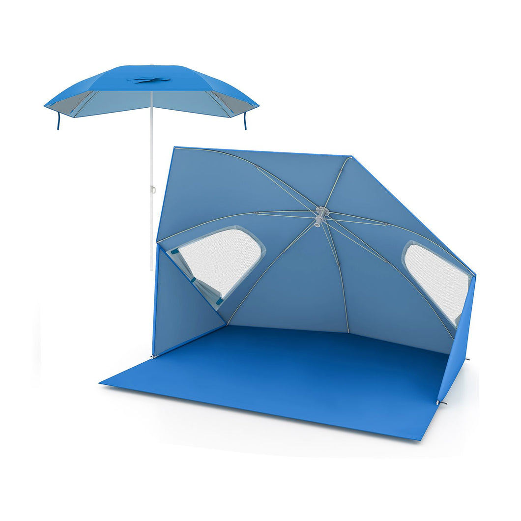 2-In-1 Convertible Beach Tent with Roll-Up Windows for 2-4 People