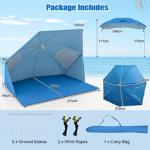 Load image into Gallery viewer, 2-In-1 Convertible Beach Tent with Roll-Up Windows for 2-4 People
