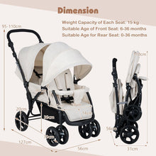 Load image into Gallery viewer, Double Pushchair with Adjustable Backrest and Sunshade
