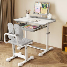 Load image into Gallery viewer, Height-Adjustable Kid's Study Desk and Chair Set with Tilt Desktop and Footrest Bar
