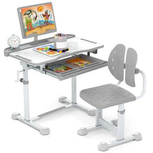 Load image into Gallery viewer, Height-Adjustable Kid's Study Desk and Chair Set with Tilt Desktop and Footrest Bar

