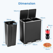 Load image into Gallery viewer, Double Recycle Pedal Bin wth Dual Removable Compartments
